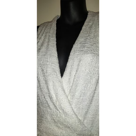 Badgley Mischka Dress Womens Plus 16 White Party Formal Gown Sparkly Peplum Text - Picture 5 of 16